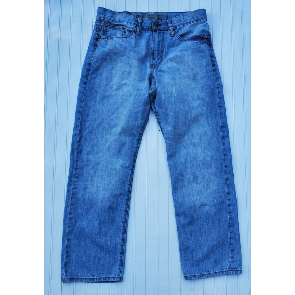 American Eagle Relaxed Straight Leg Jeans Mens 32x30 Medium Wash Blue Cotton